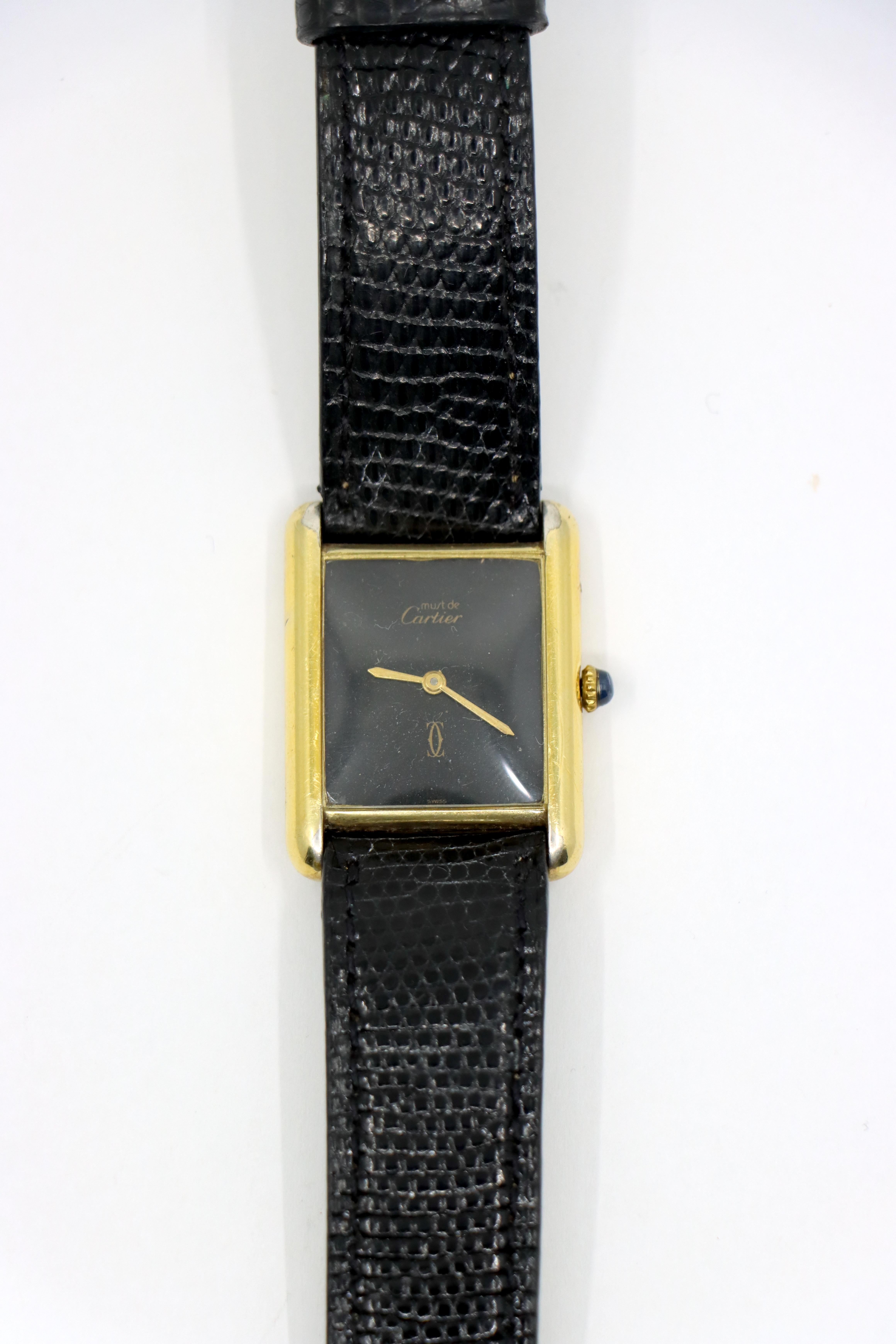 Cartier 925 Silver Gold Plated Quartz Watch 5