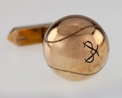 Cartier 9k Single Tennis Ball Cufflink Wimbledon 1964 w/ Prince Philip Insignia