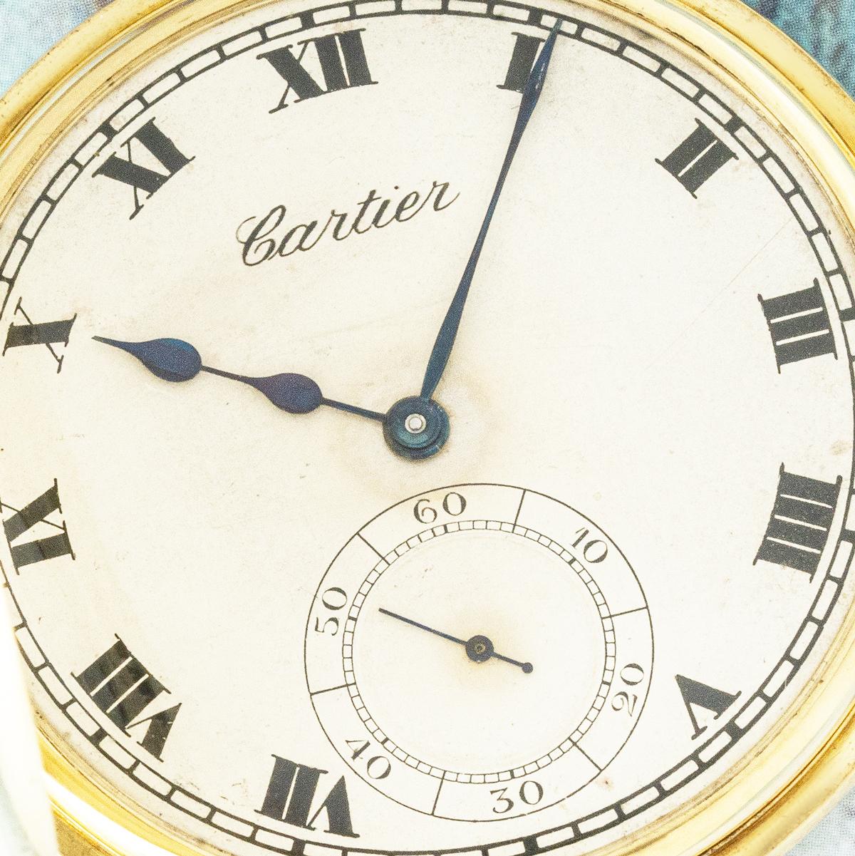 Cartier. Eine seltene Gold Hälfte Hunter Slim Kleid Taschenuhr C1930 im Zustand „Hervorragend“ im Angebot in London, GB