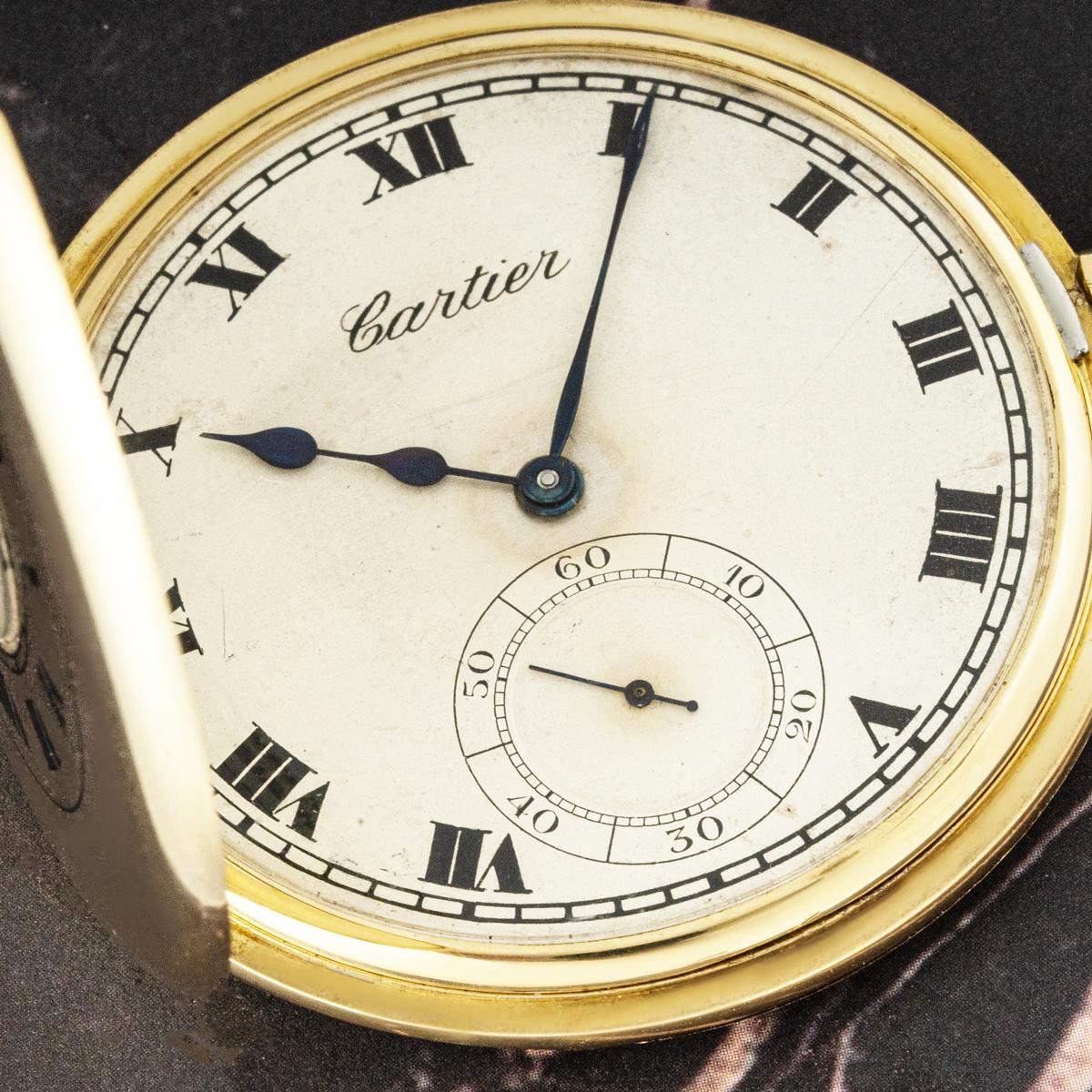 Cartier. Eine seltene Gold Hälfte Hunter Slim Kleid Taschenuhr C1930 im Angebot 5