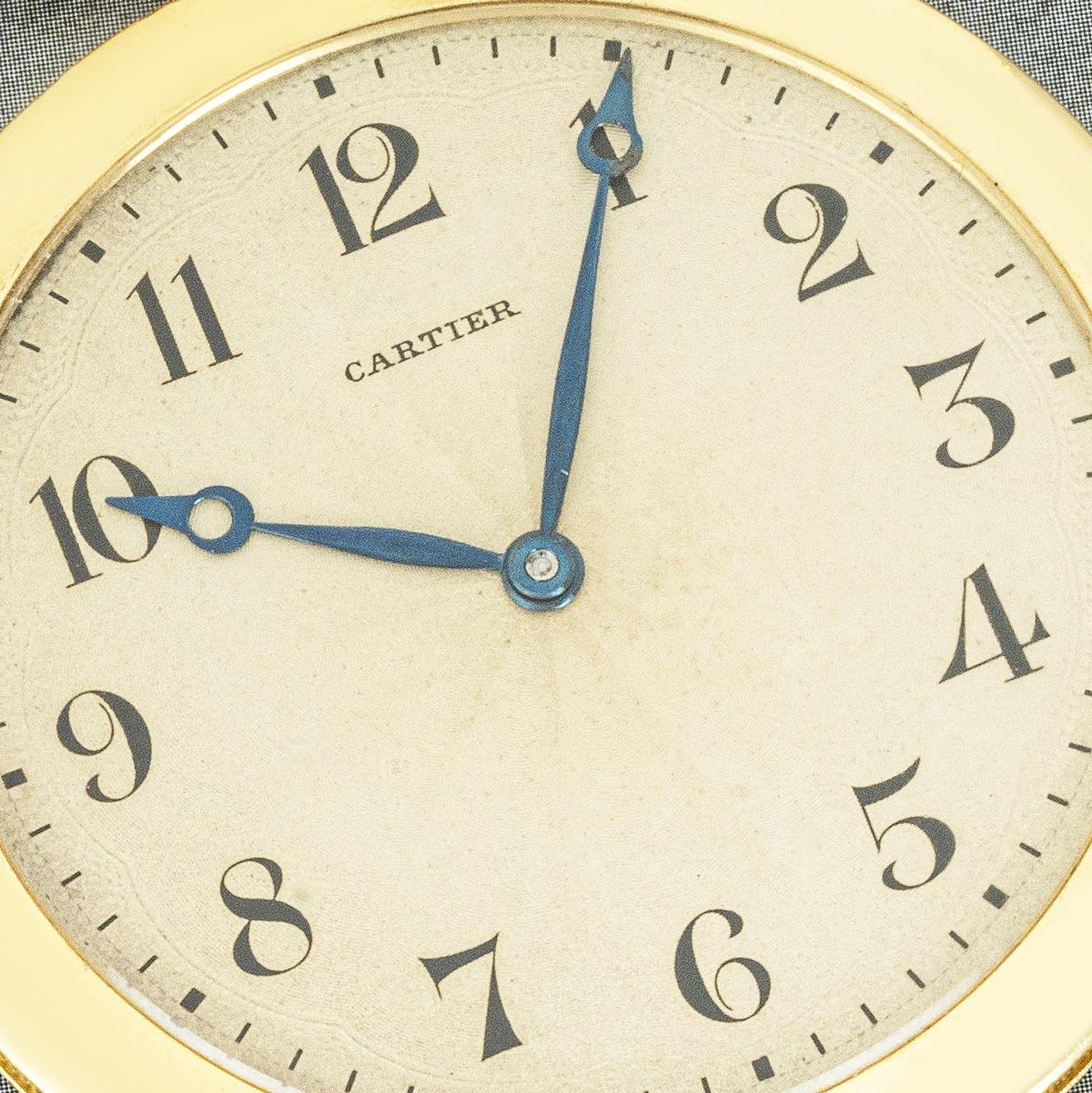 Cartier. A Rare Gold Slim Keyless Lever Pocket Watch C1930 In Excellent Condition For Sale In London, GB