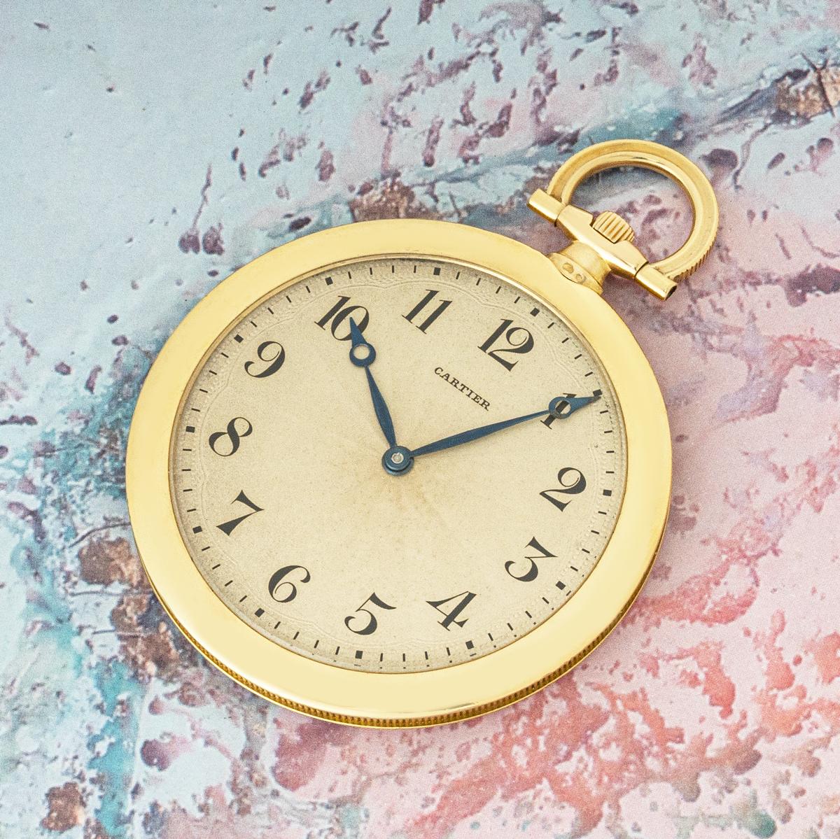 Cartier. A Rare Gold Slim Keyless Lever Pocket Watch C1930 For Sale 3