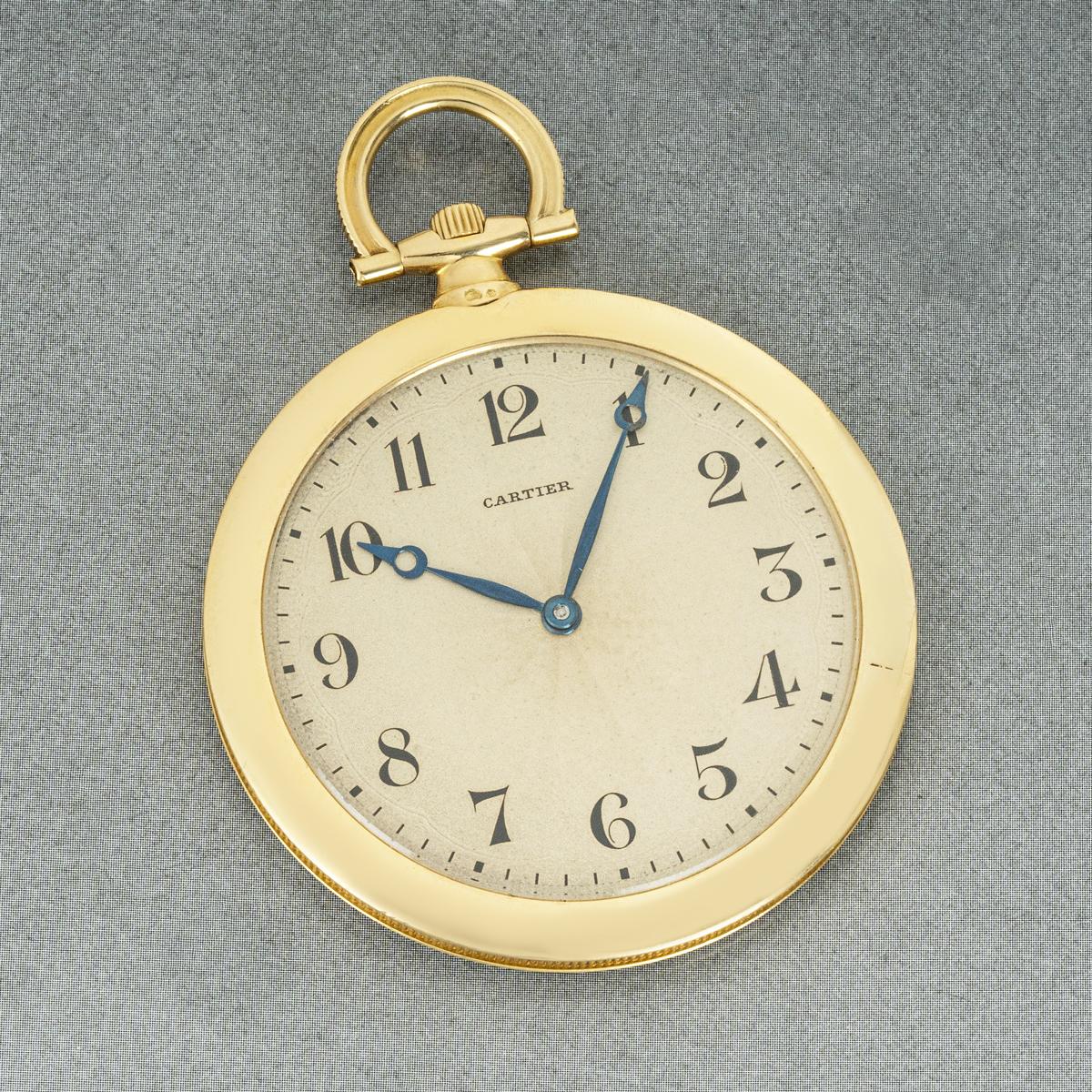 Cartier. A Rare Gold Slim Keyless Lever Pocket Watch C1930 For Sale 4