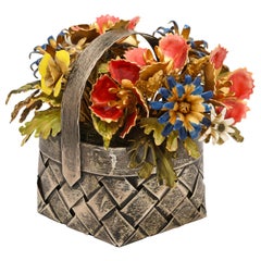 Cartier, a Sterling Silver and Enamel Table Ornament Basket