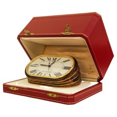 Cartier Accordion Clock with Date and White Roman Numeral Dial Circa 1980