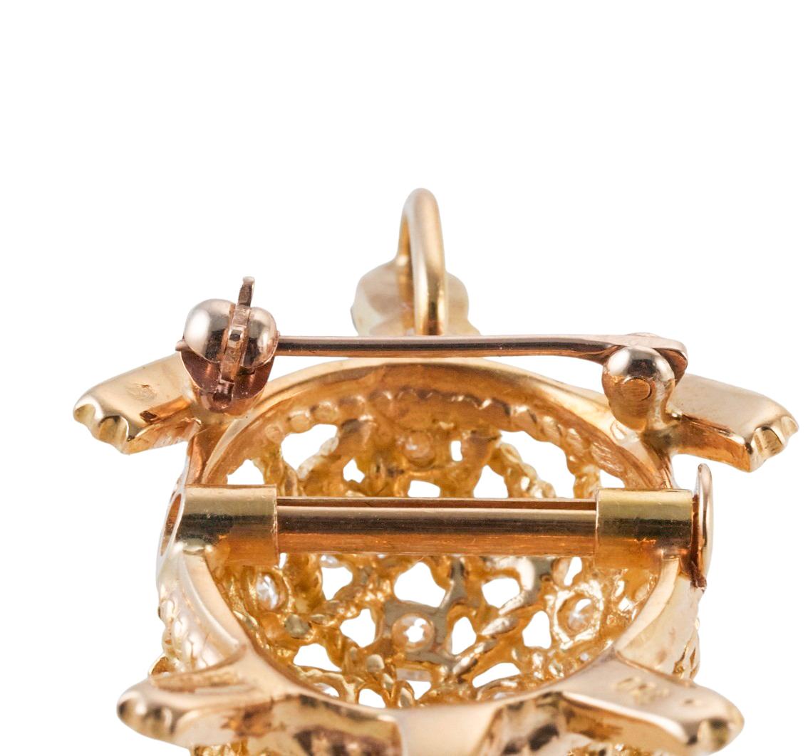 Cartier Adorable Diamond Sapphire Gold Turtle Brooch  For Sale 3