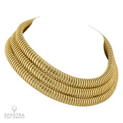 Cartier "Africa" Triple-Row Gas Pipe Necklace, 18k Gold  Spectra Fine Jewelry