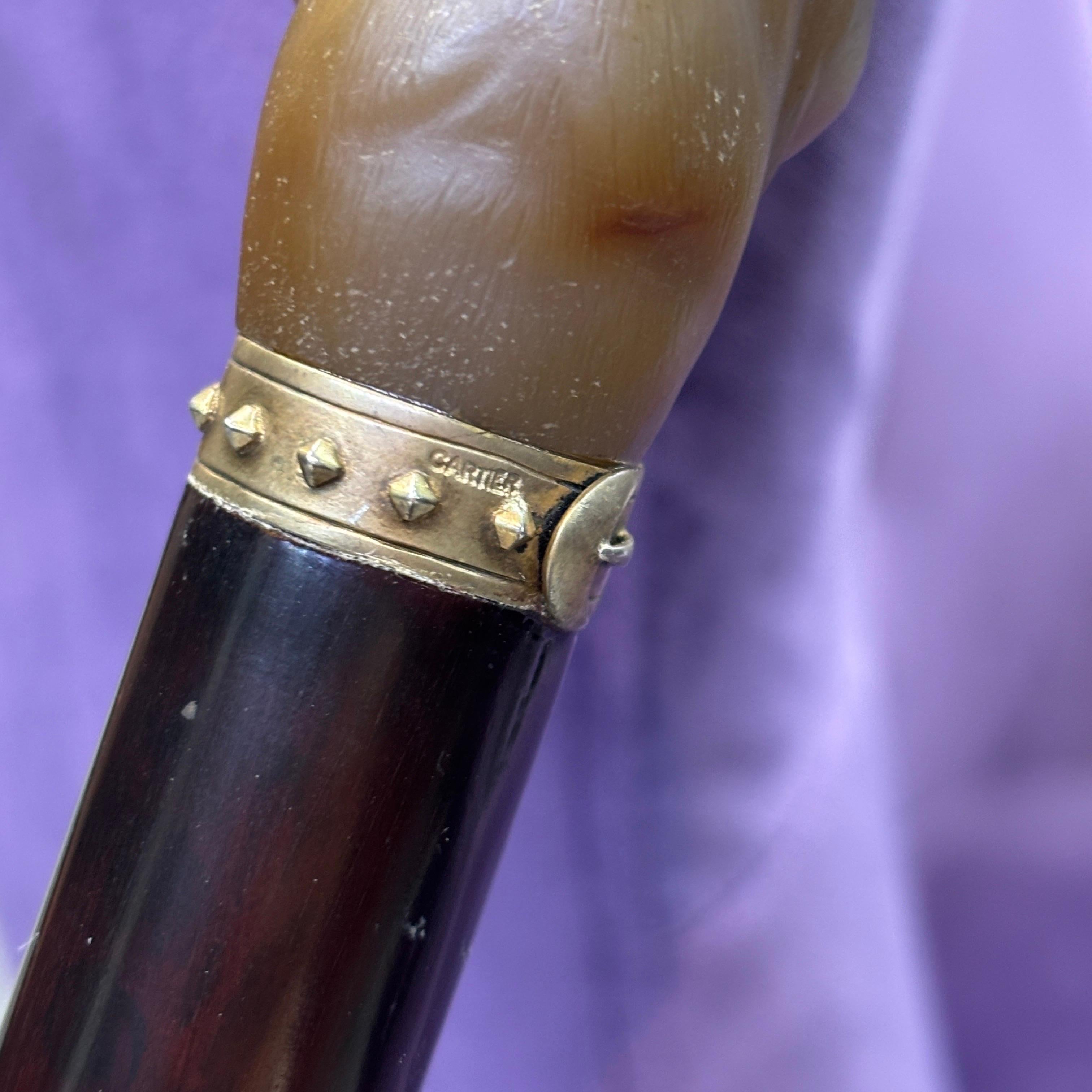 Canne de bouledogue en agate et perle de Cartier Excellent état - En vente à New York, NY