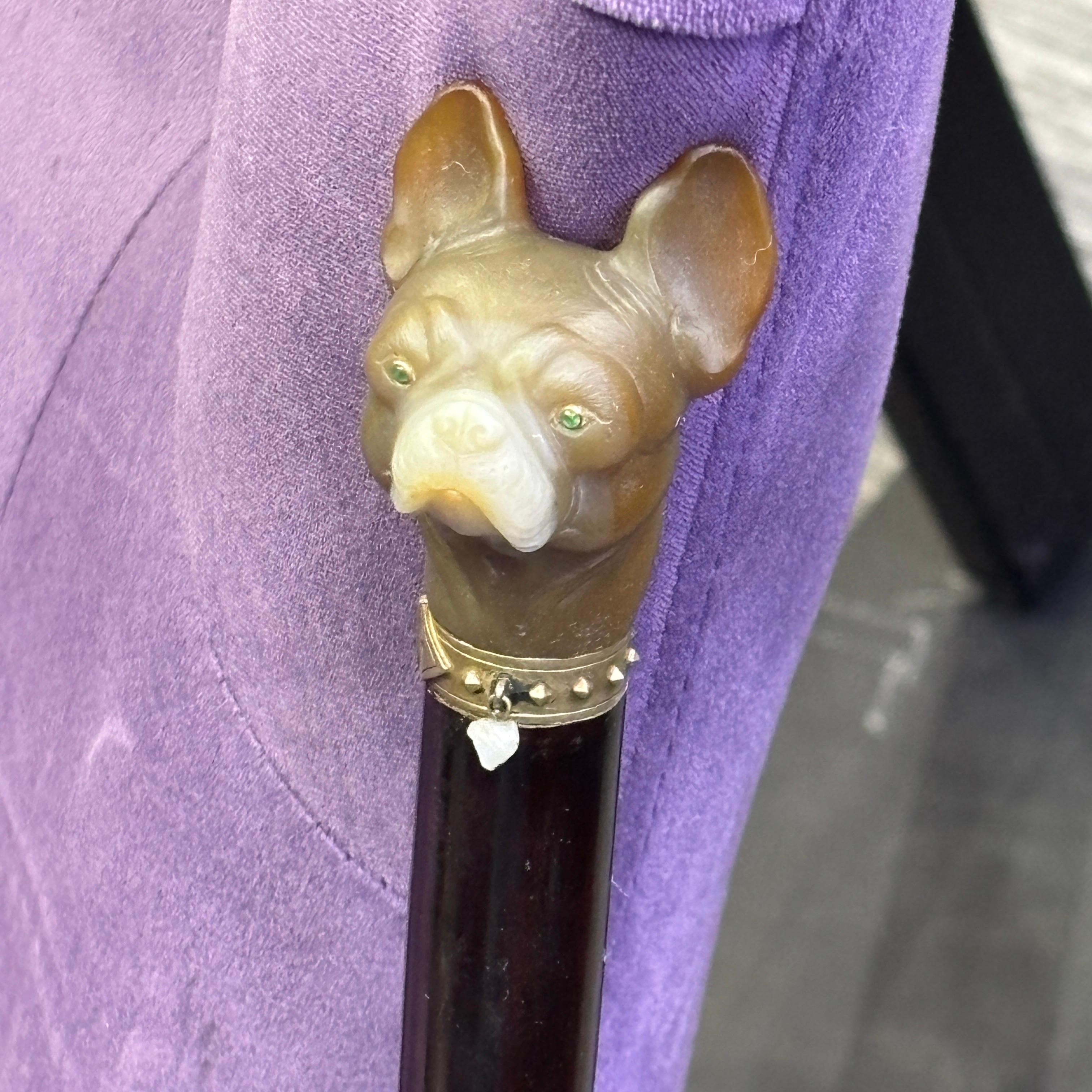 Canne de bouledogue en agate et perle de Cartier Unisexe en vente