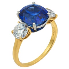 Cartier AGL 5,62 Karat Ceylon No Heat Saphir Diamant 18k Gold Ring