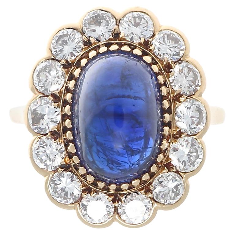 Cartier AGL Certified 8.25 Carat Natural Sapphire Diamond Gold Ring