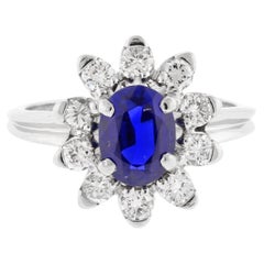 Cartier A.G.L Certified Non Heated Sapphire and Diamond Cluster Ring