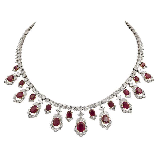 AGL Certified Burmese Ruby Diamond Necklace For Sale at 1stDibs ...