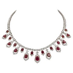 Cartier AGL Certified Ruby Diamond Necklace