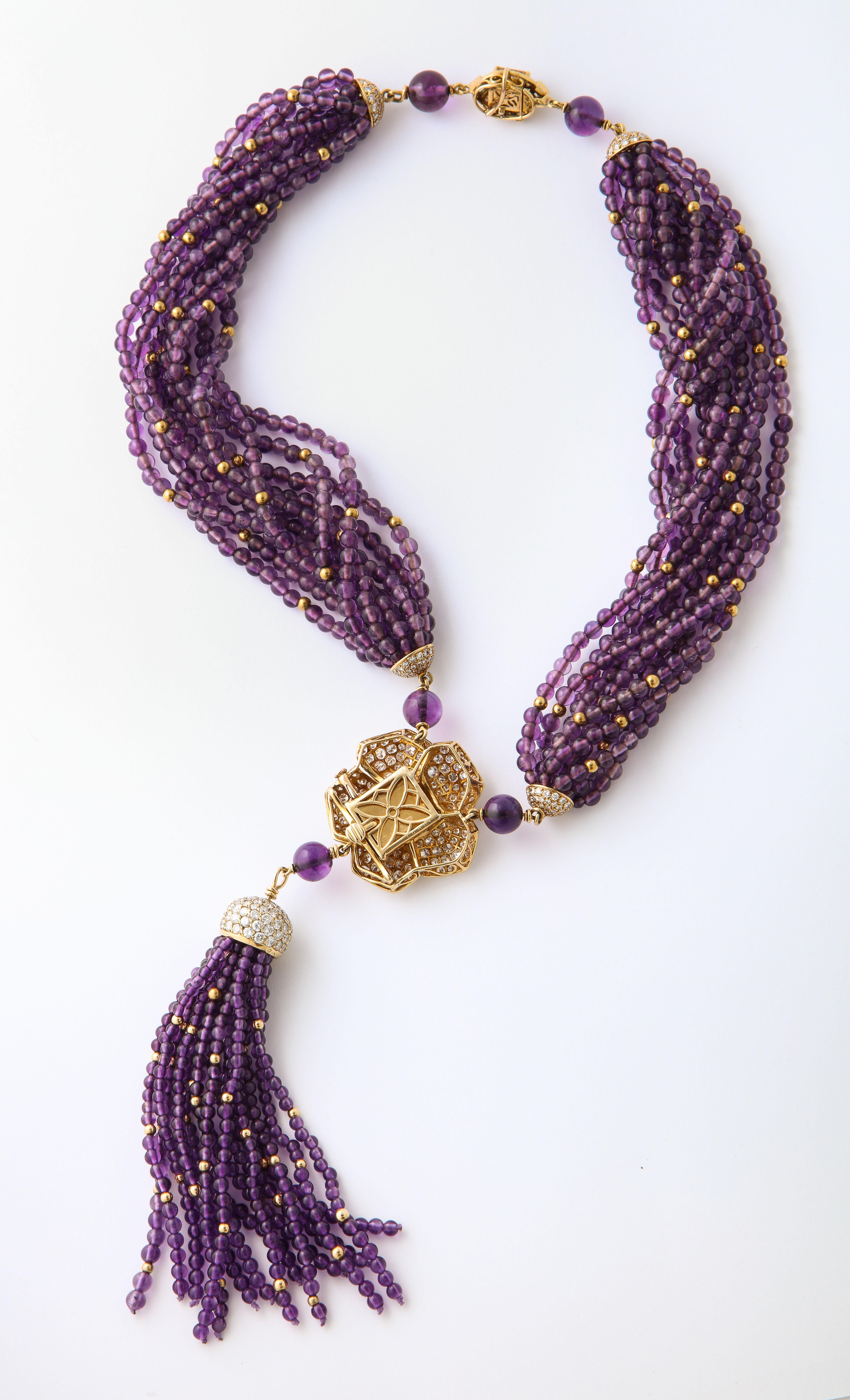 Cartier AGL No Heat Ceylon Gelb Saphir Amethyst Diamant Halskette 7