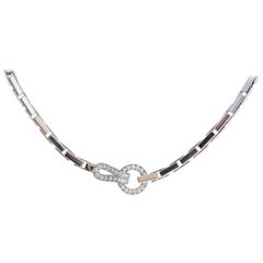 Cartier Agrafe 18 Karat White Gold and Diamond Necklace 67g