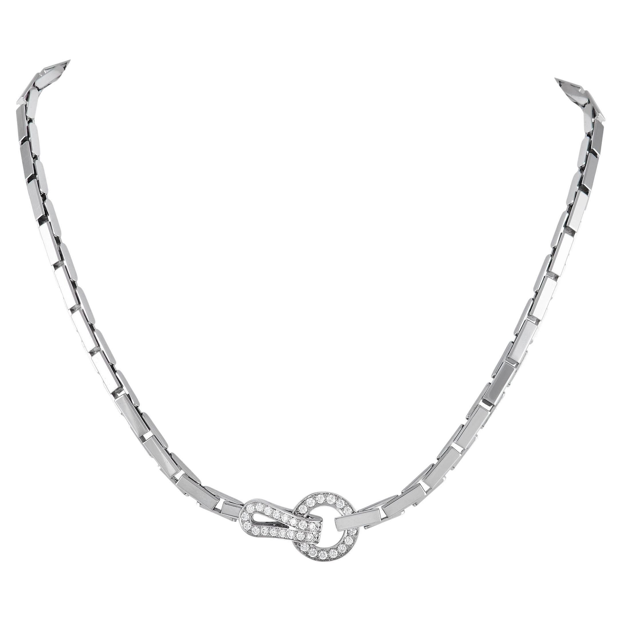 Cartier Agrafe 18K White Gold 1.10 ct Diamond Necklace