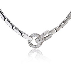 Cartier Agrafe 18K White Gold Diamond Lock Necklace