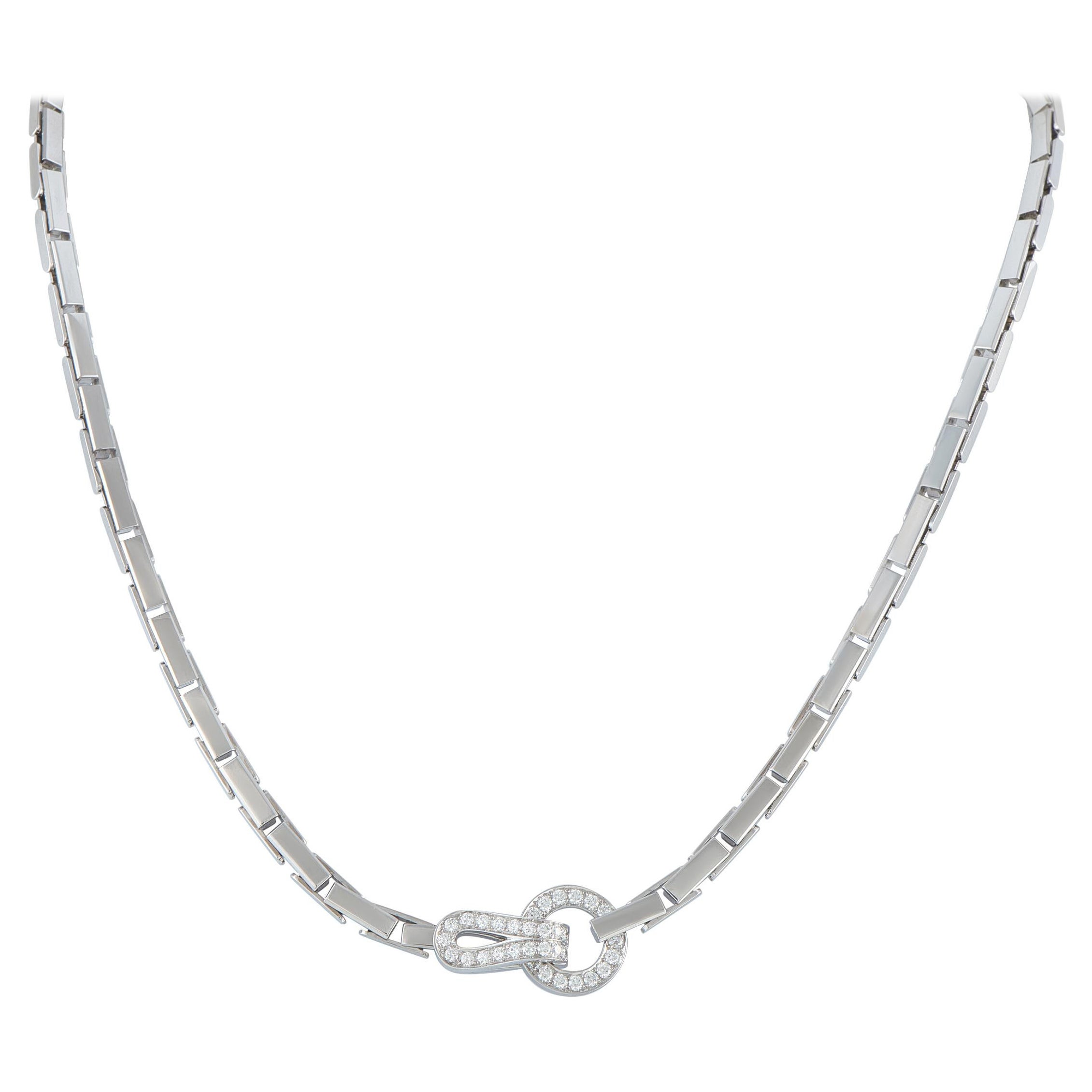 Collar de diamantes Cartier Agrafe de oro blanco de 18 quilates  #5073 en venta