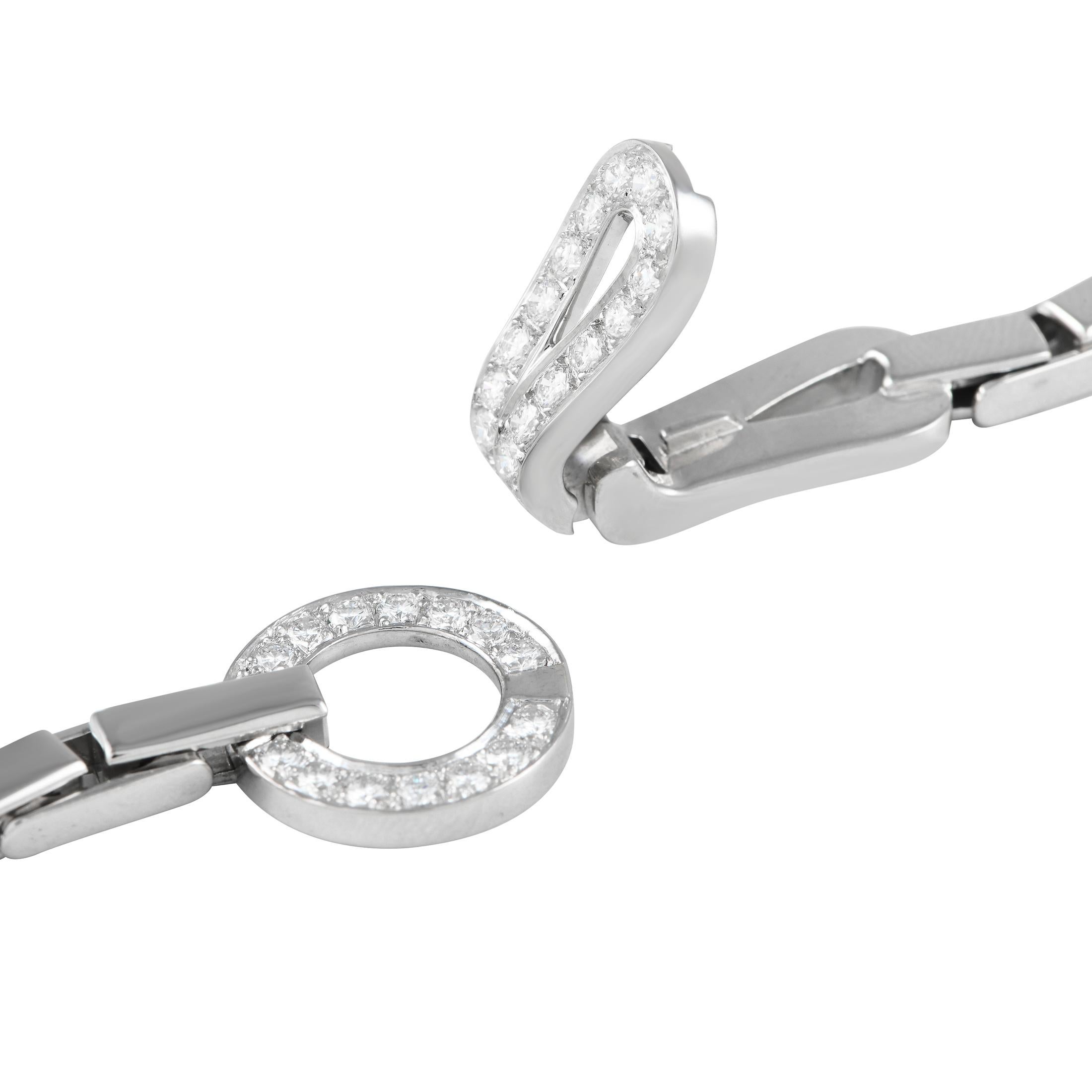 Round Cut Cartier Agrafe 18K White Gold Diamond Necklace CA21-120524