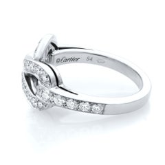 Cartier Agrafe 18 Karat White Gold Diamond Ring 0.94 Carat