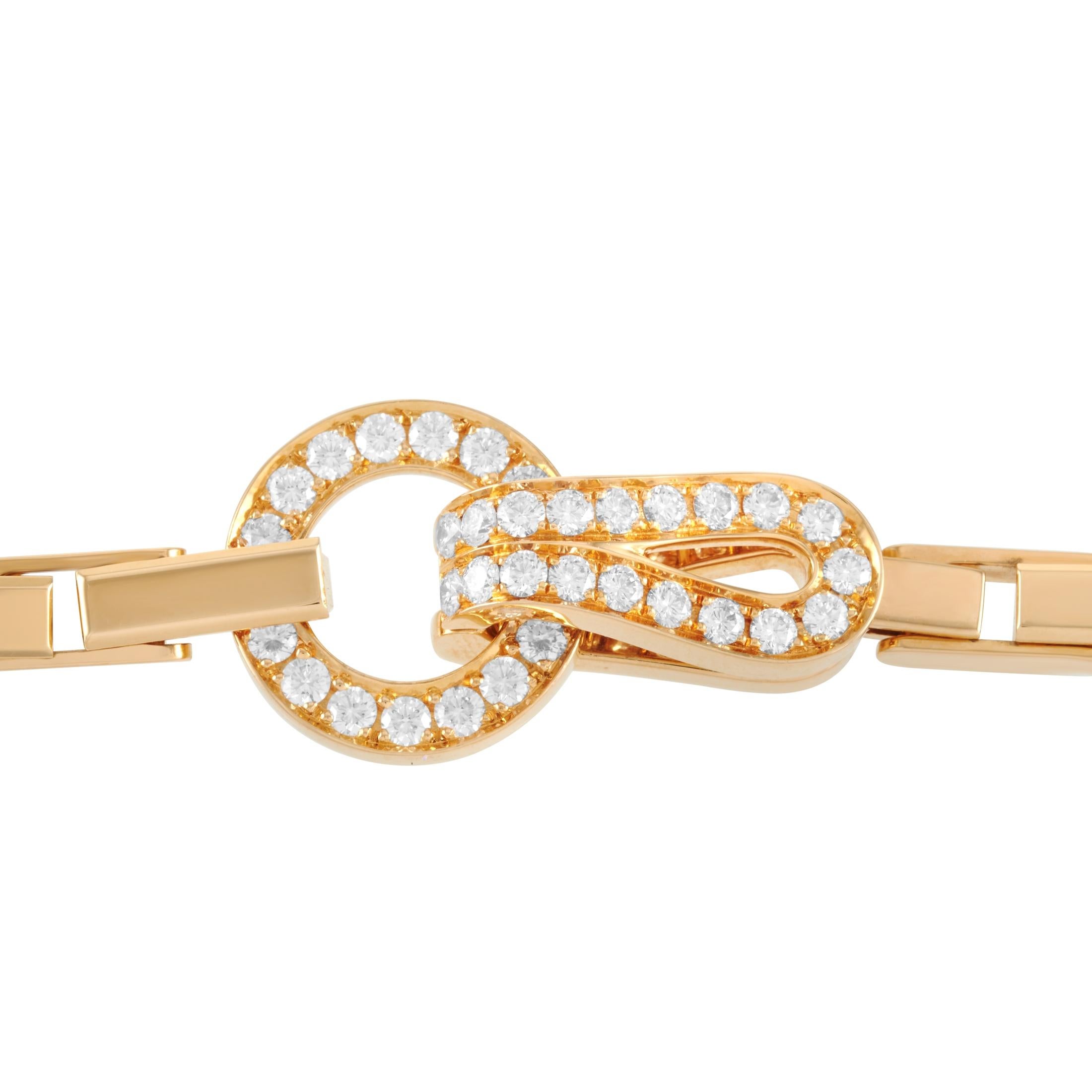 Round Cut Cartier Agrafe 18 Karat Yellow Gold Diamond Choker Necklace