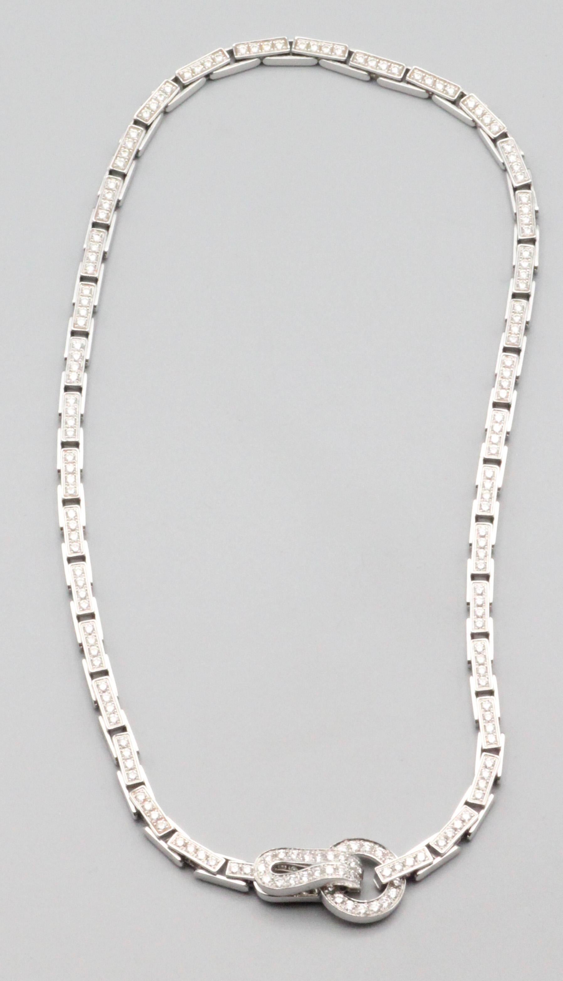 Cartier Agrafe All Diamond Collier en or blanc 18 carats en vente 2