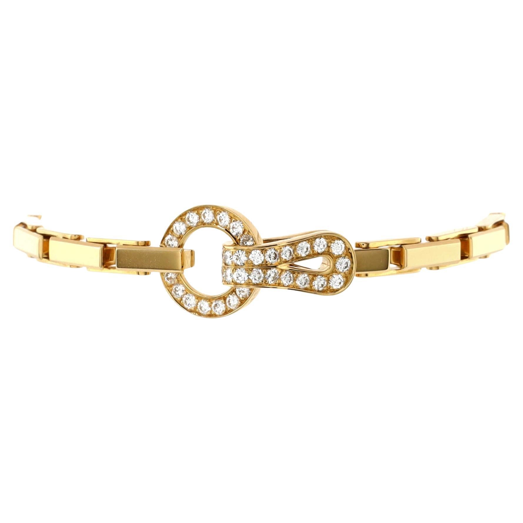 Cartier Agrafe Chain Link Bracelet 18K Yellow Gold and Diamonds at 1stDibs  | cartier agrafe bracelet