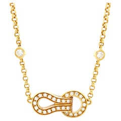 Cartier Agrafe Chain Pendant Necklace 18k Yellow Gold with Diamonds