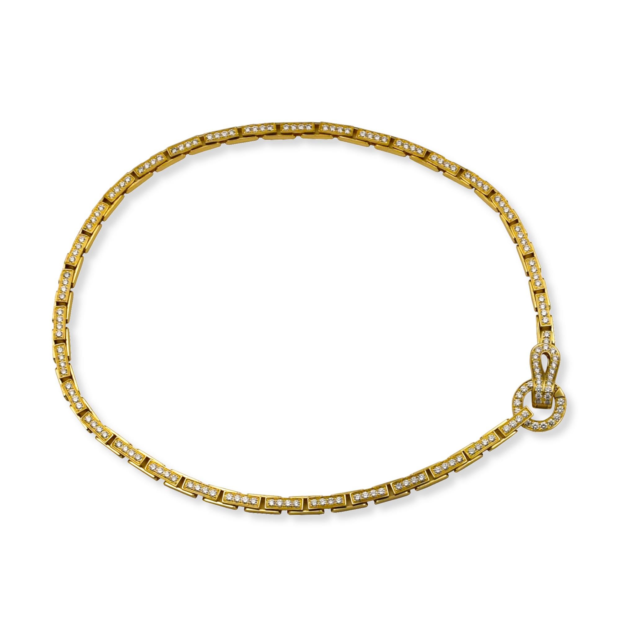 Cartier Agrafe de Cartier Pave-Halskette aus 18 Karat Gelbgold (Moderne) im Angebot