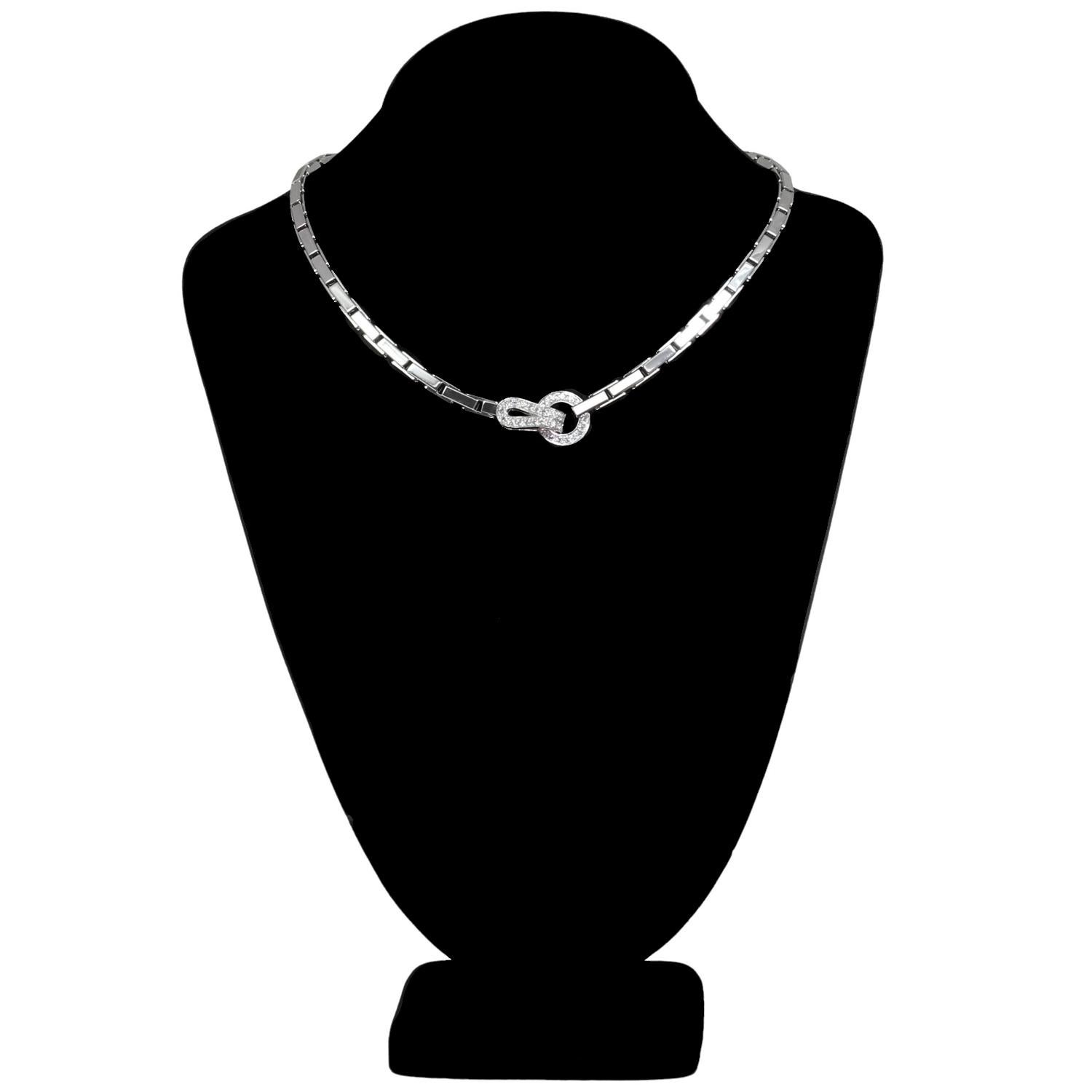 Women's Cartier Agrafe Diamond 18k White Gold Necklace