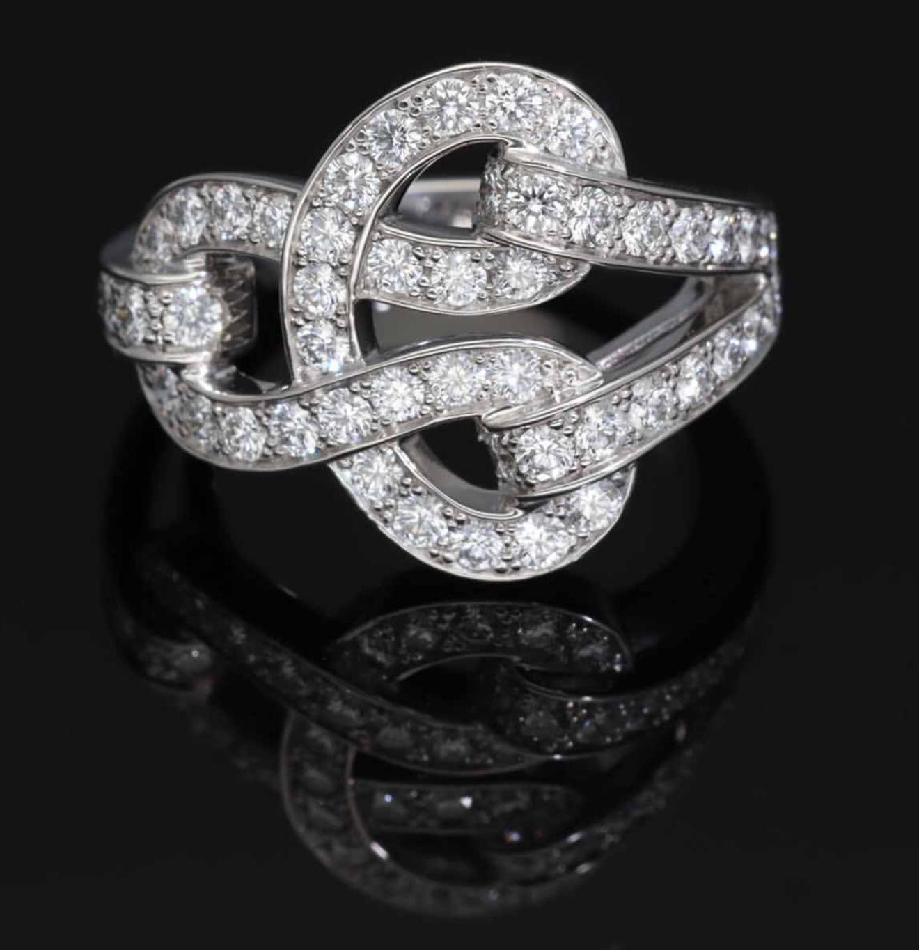 Anillo Cartier Agrafe Diamante Oro Blanco 18K US 4 1/2 en venta 5