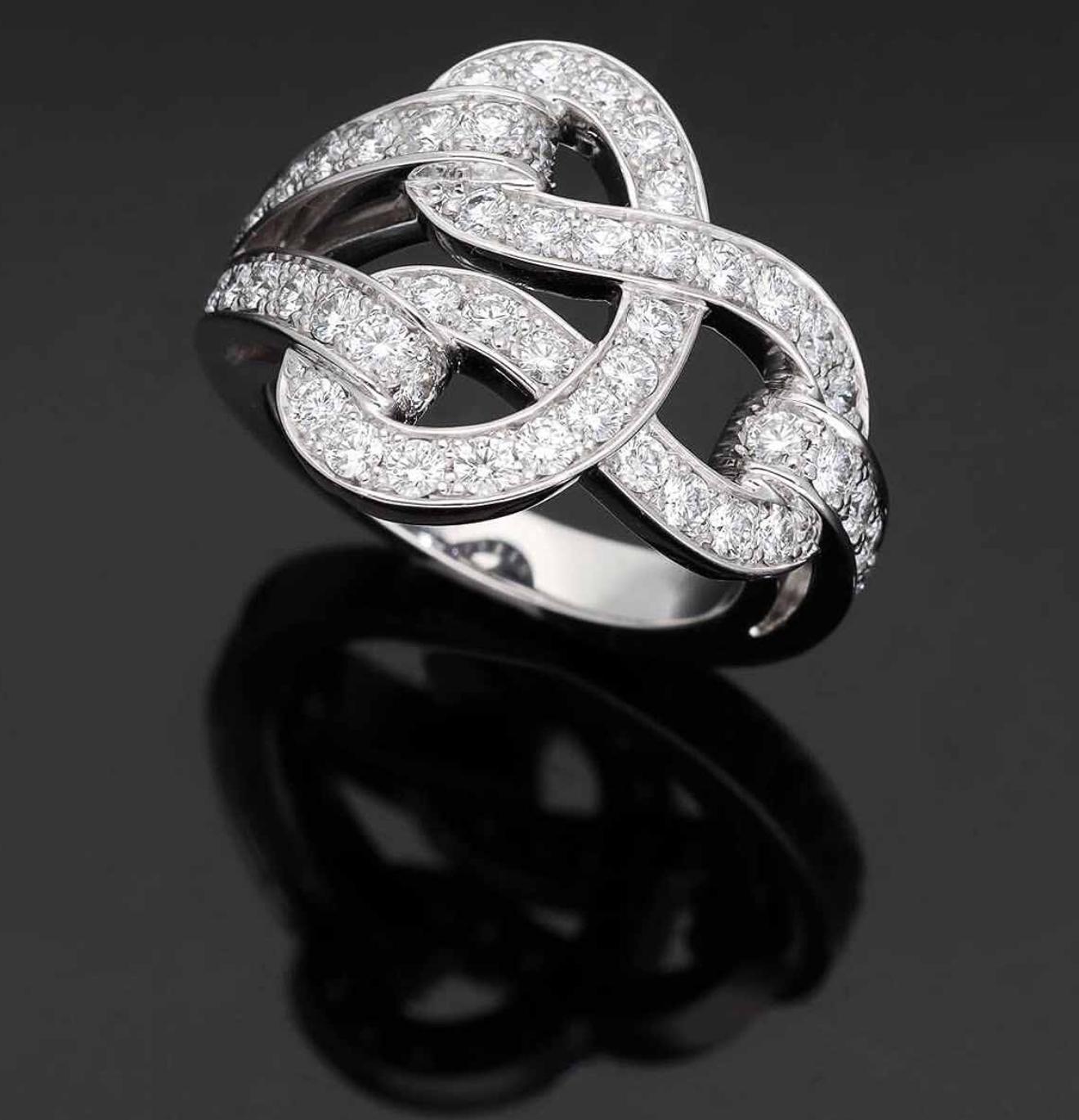 Anillo Cartier Agrafe Diamante Oro Blanco 18K US 4 1/2 en venta 6