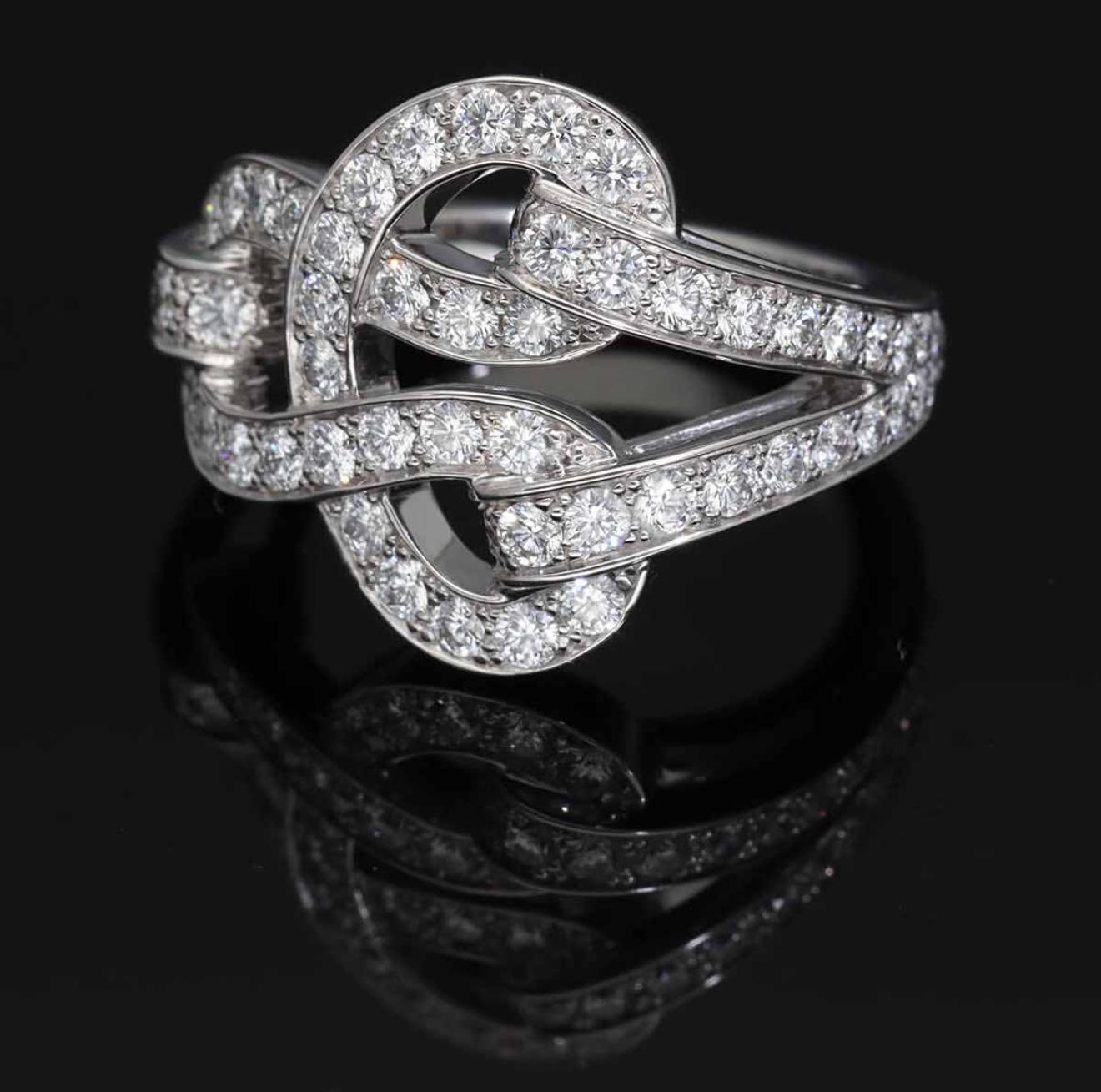 Anillo Cartier Agrafe Diamante Oro Blanco 18K US 4 1/2 en venta 8