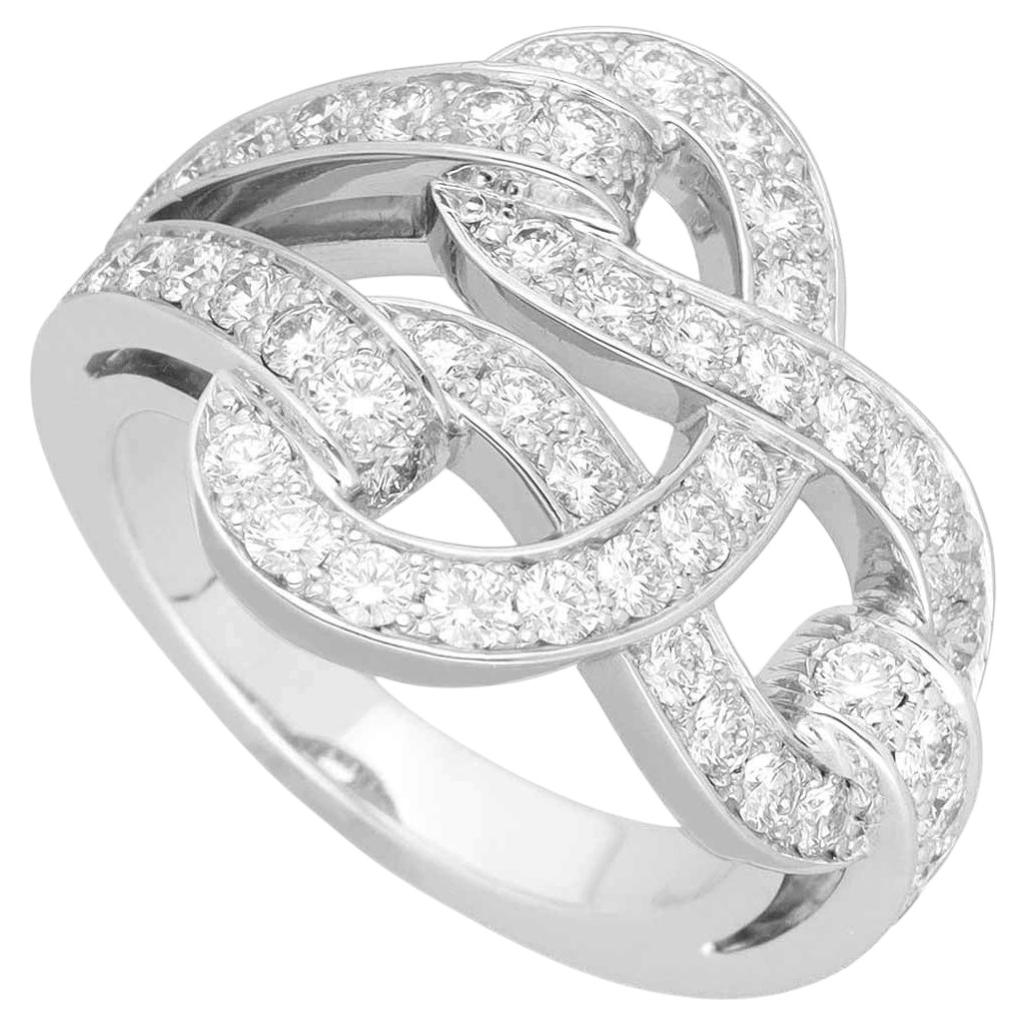 Cartier Agrafe Diamond 18K White Gold Ring US 4 1/2