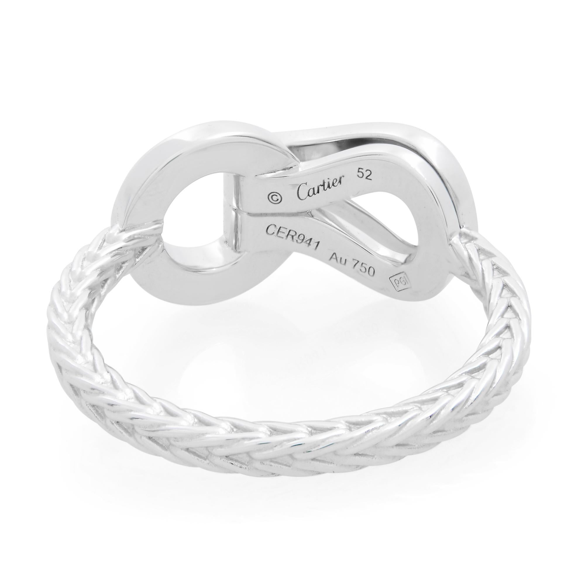 Art Deco Cartier Agrafe Diamond Ladies Ring 18K White Gold 0.23 Cttw
