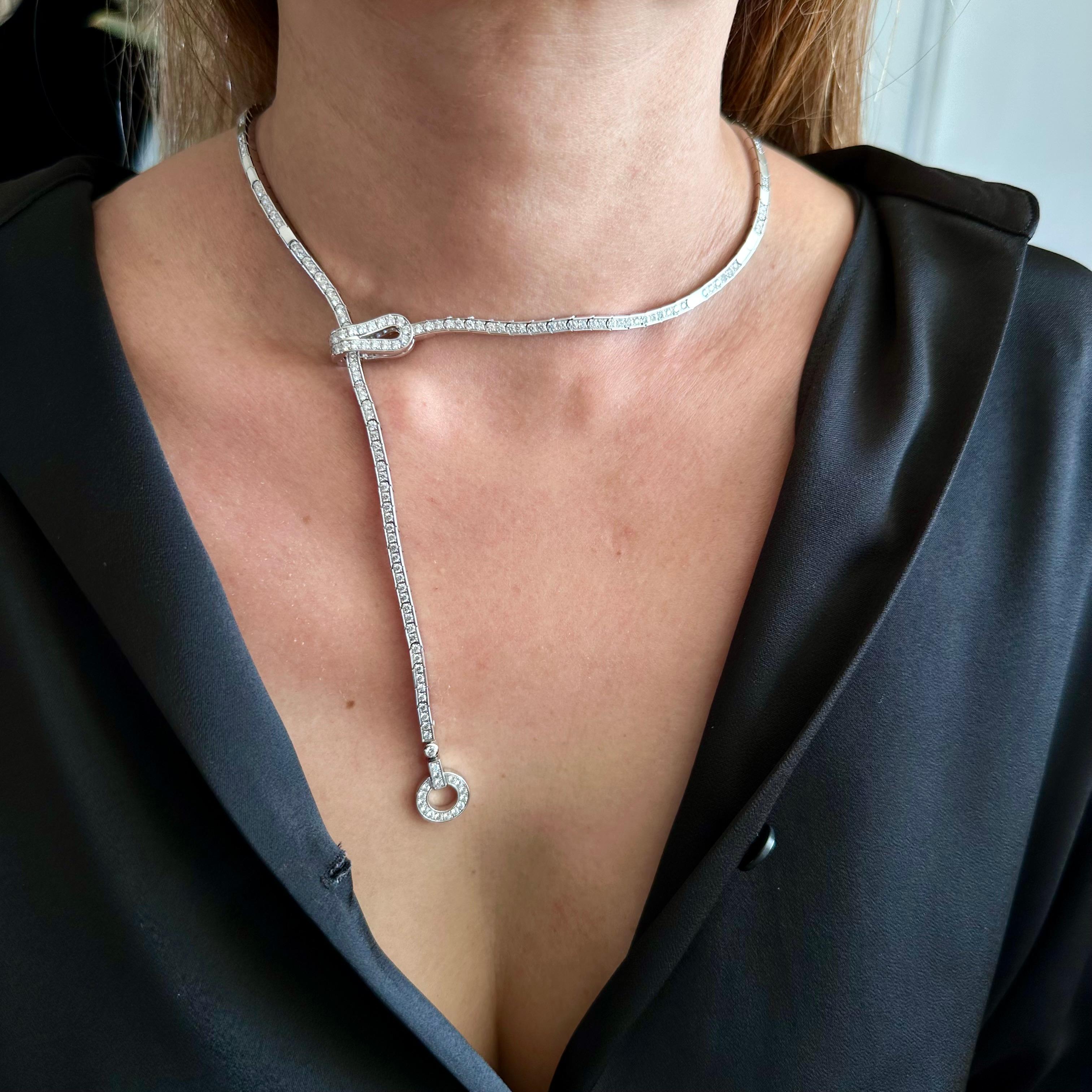 Brilliant Cut Cartier Agrafe Diamond Necklace 