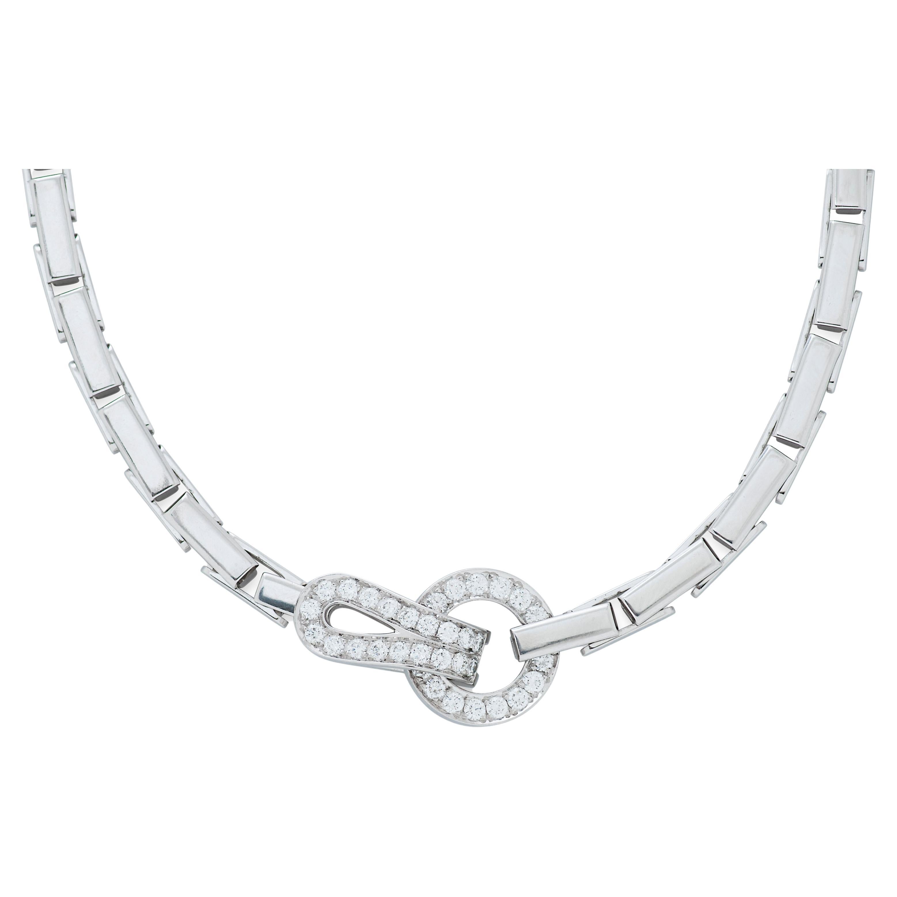 Cartier Agrafe Diamond Necklace in 18k White Gold For Sale