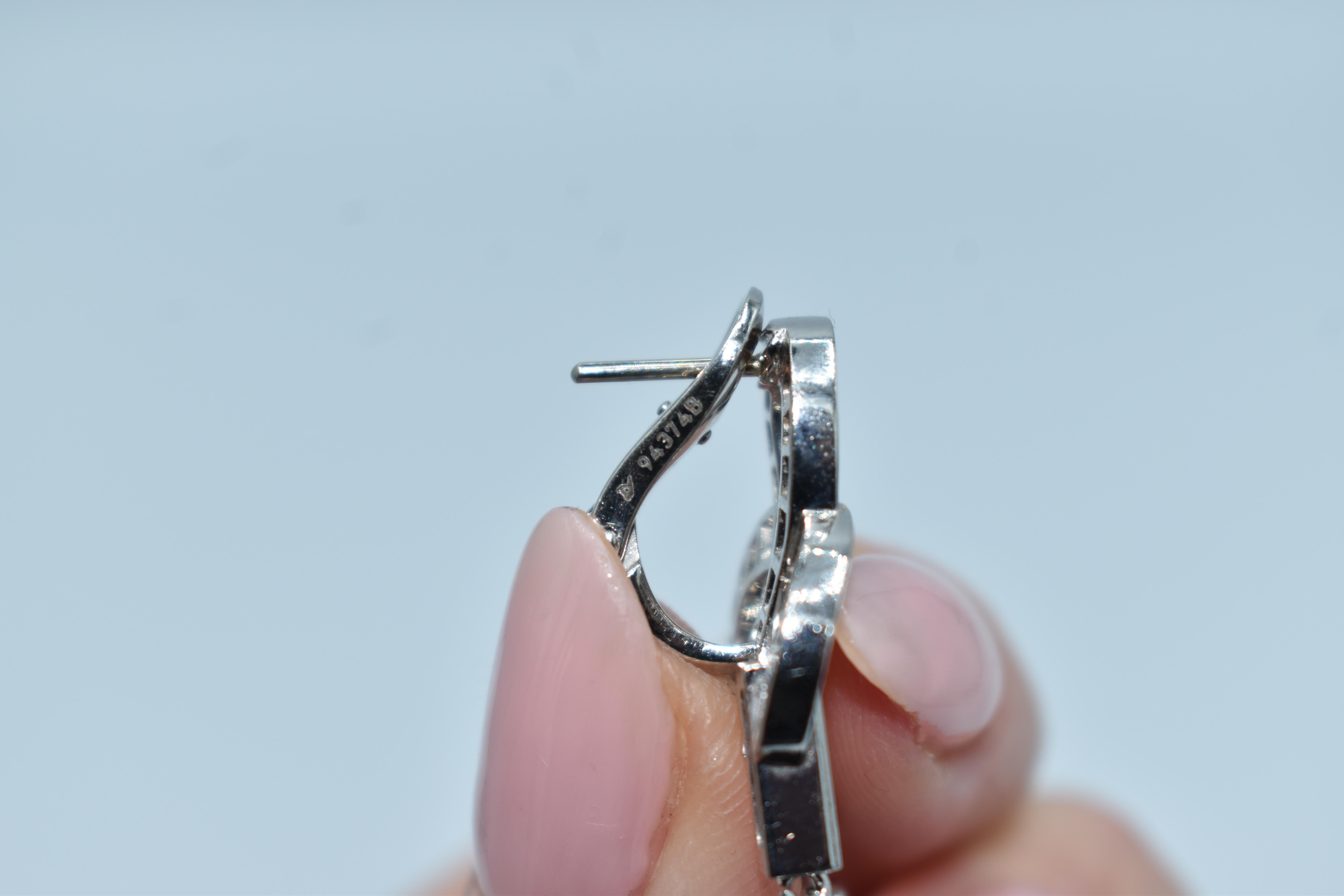 Women's Cartier Agrafe Diamond Onyx 18ct White Gold Long Earrings