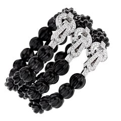 Cartier Agrafe Pulsera Onyx Diamante Oro Blanco 18k