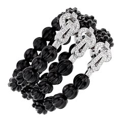 Cartier Agrafe Diamond Onyx 18k White Gold Bracelet Cartier Agrafe Diamond Onyx 18k White Gold Bracelet