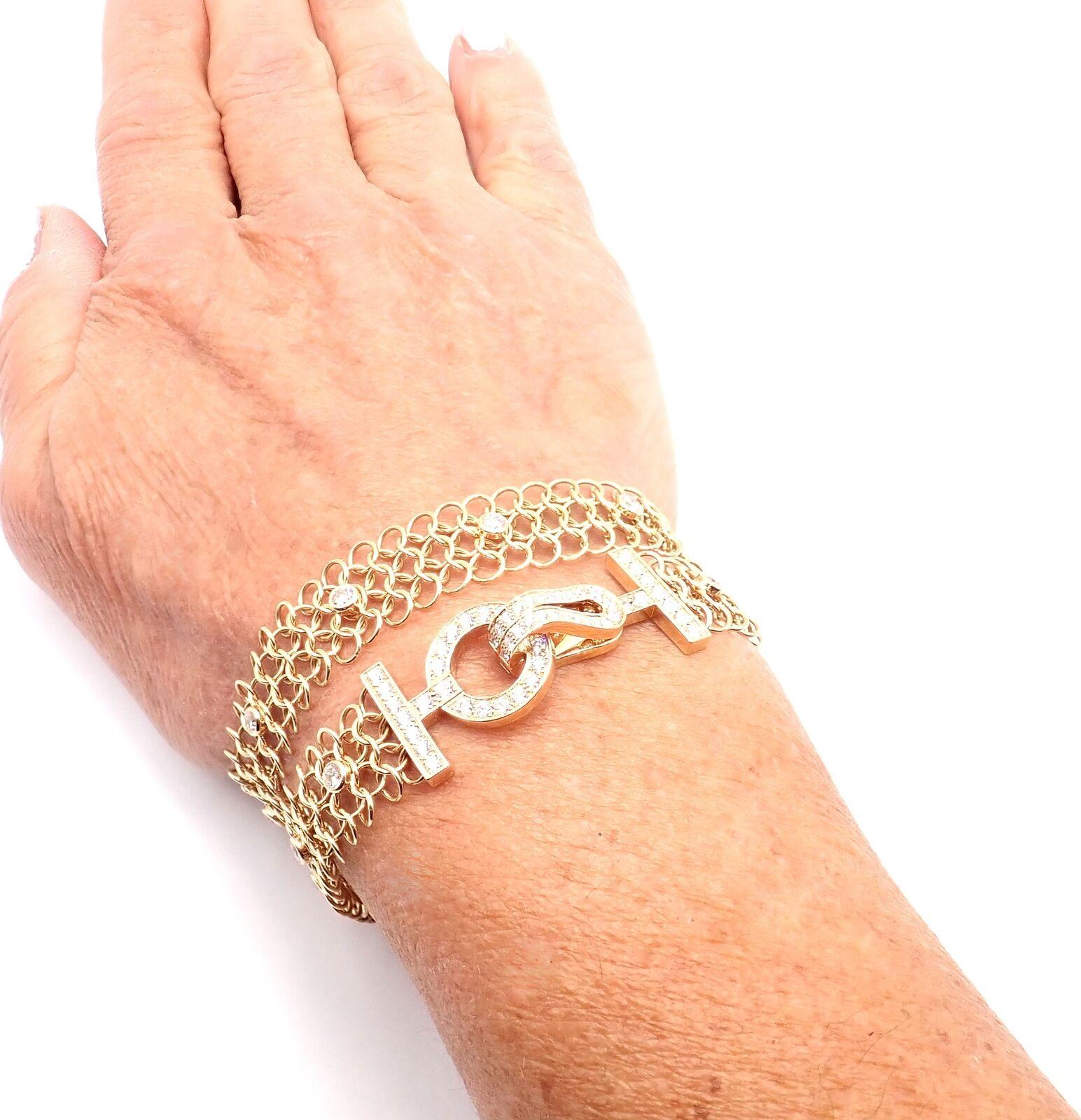 Cartier Agrafe Diamond Rose Gold Link Bracelet For Sale 4