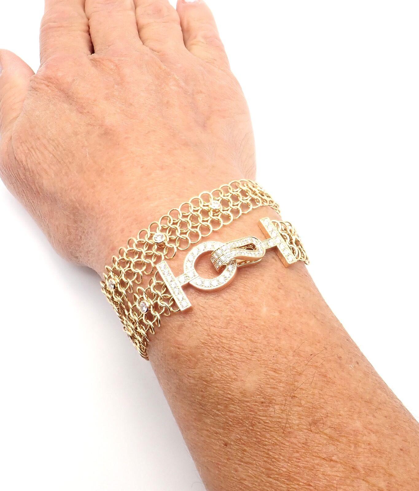 Cartier Agrafe Diamond Rose Gold Link Bracelet For Sale 5