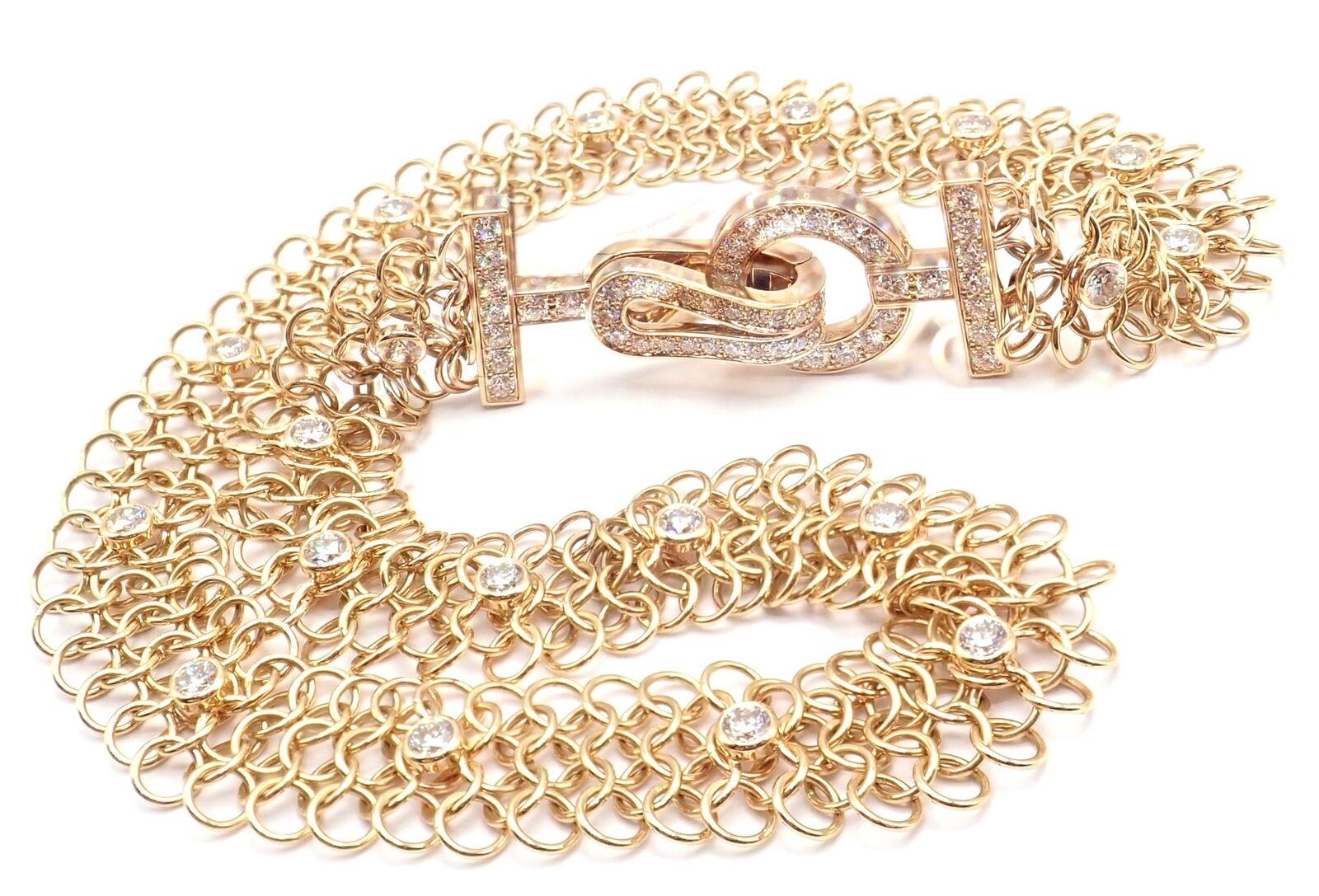 Brilliant Cut Cartier Agrafe Diamond Rose Gold Link Bracelet For Sale