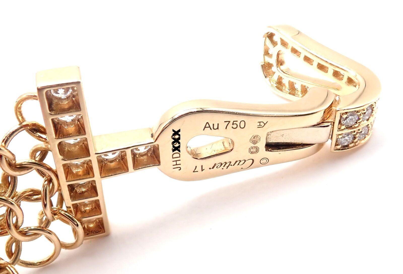 Women's or Men's Cartier Agrafe Diamond Rose Gold Link Bracelet For Sale