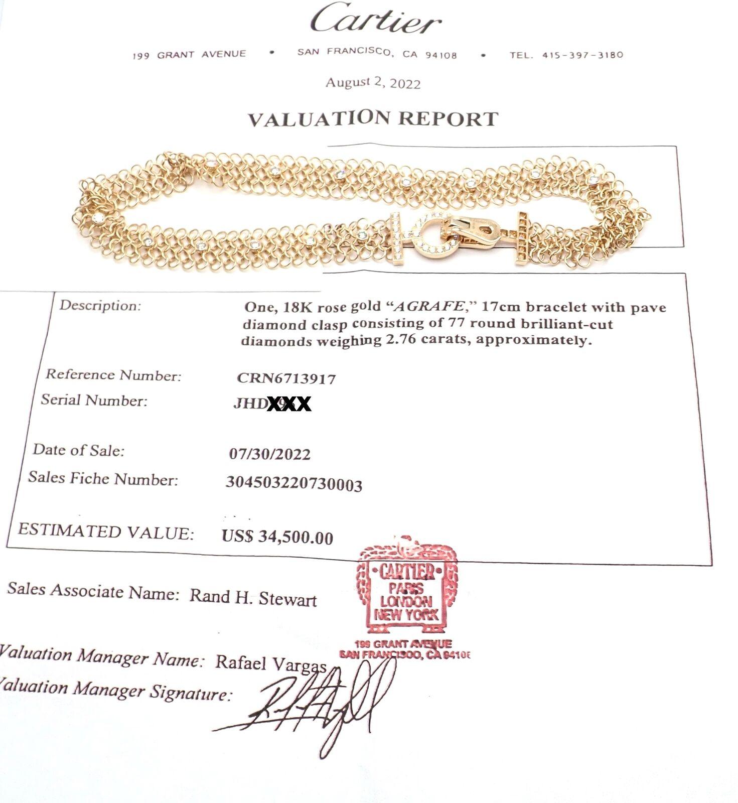 Cartier Agrafe Diamond Rose Gold Link Bracelet For Sale 2