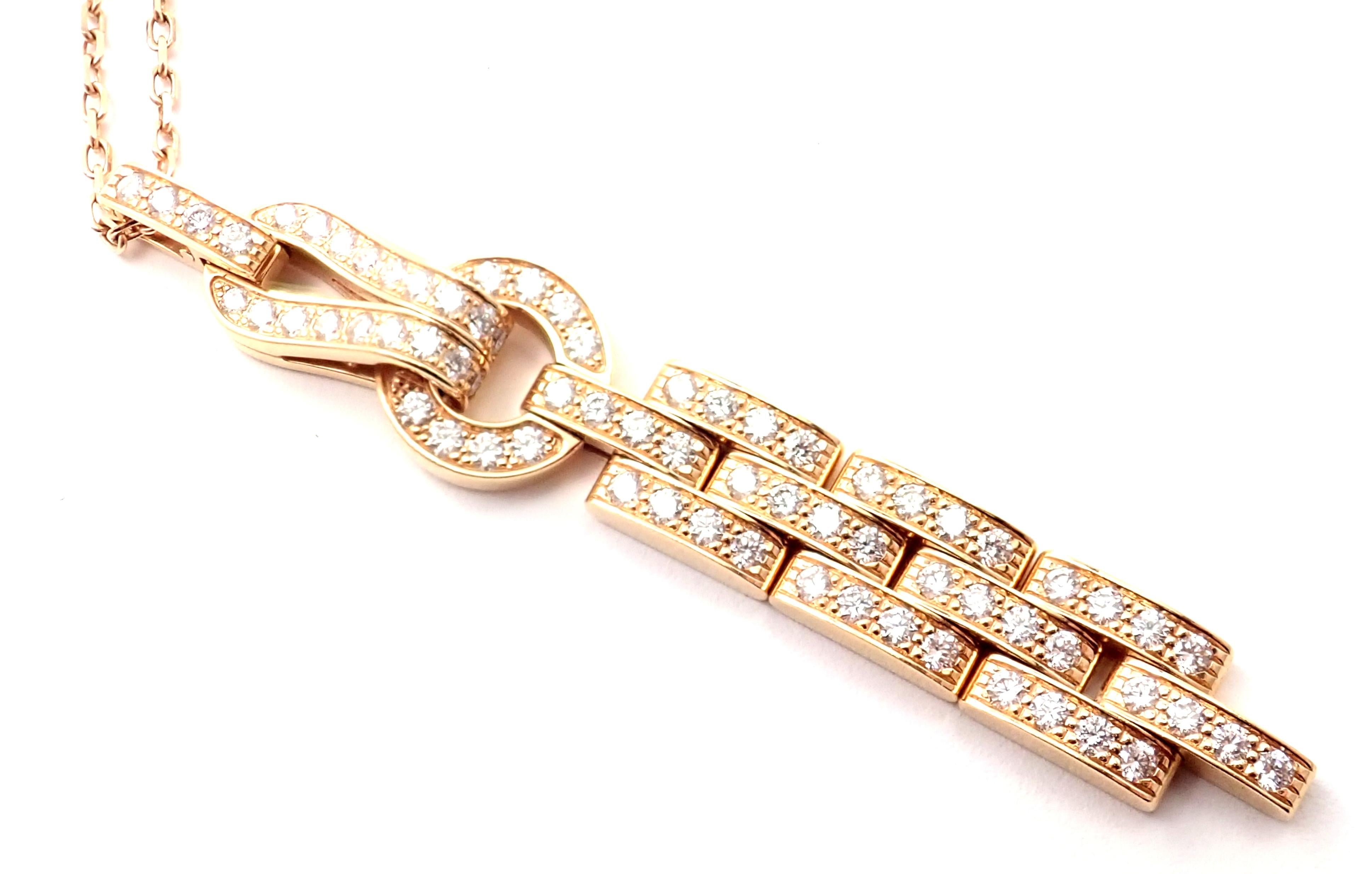 Women's or Men's Cartier Agrafe Diamond Rose Gold Pendant Necklace