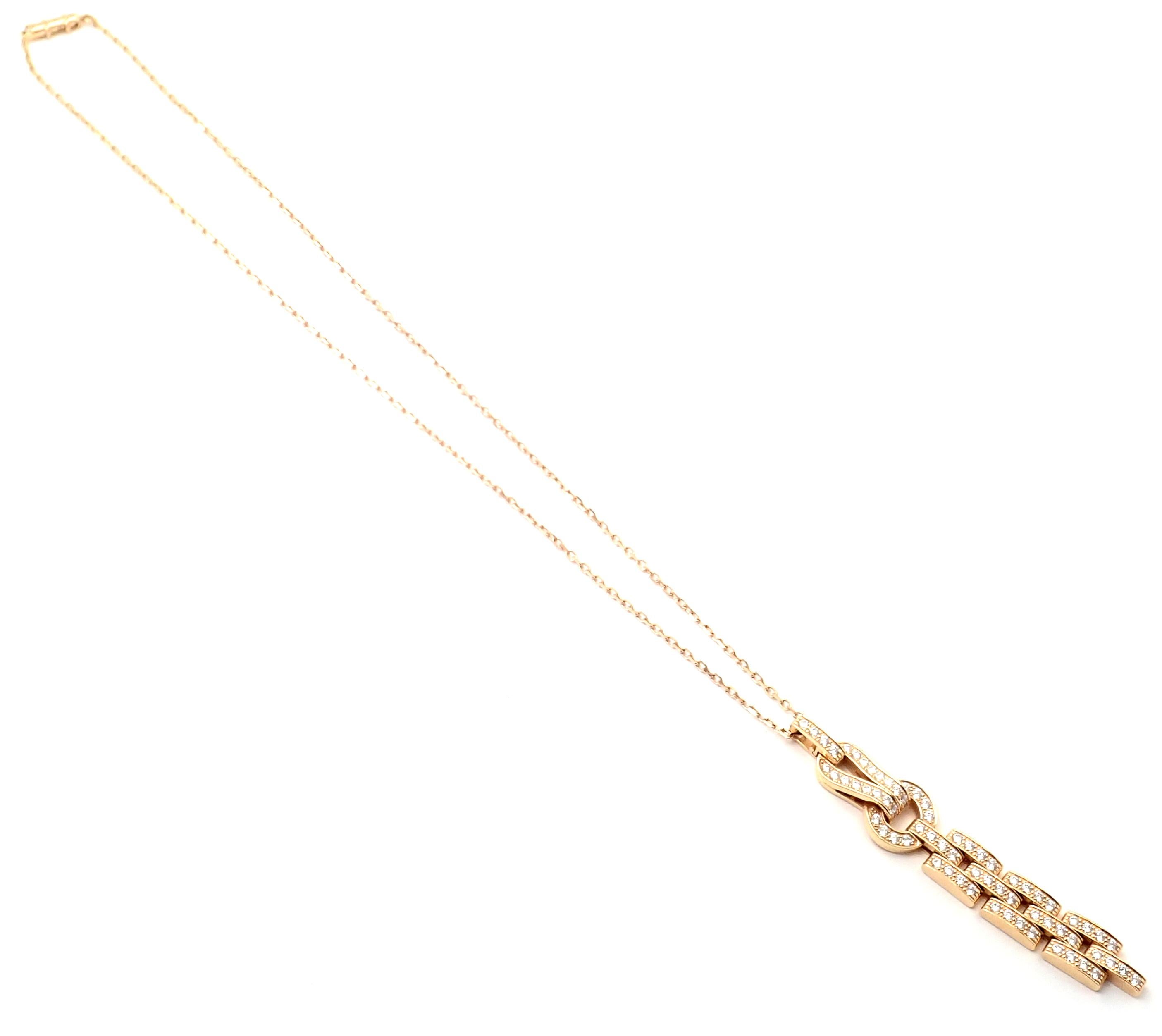 Cartier Agrafe Diamond Rose Gold Pendant Necklace 2