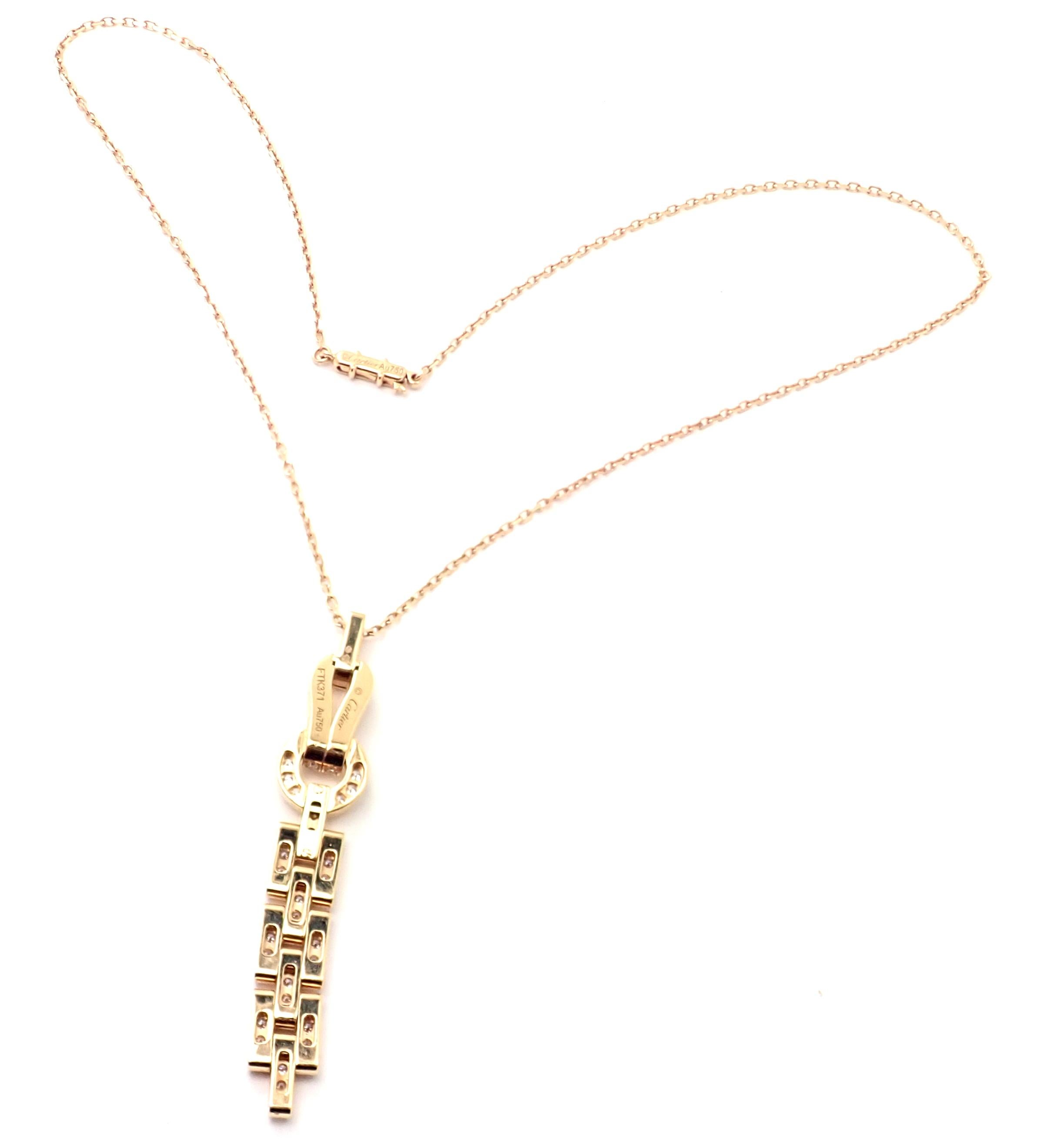 Cartier Agrafe Diamond Rose Gold Pendant Necklace 3