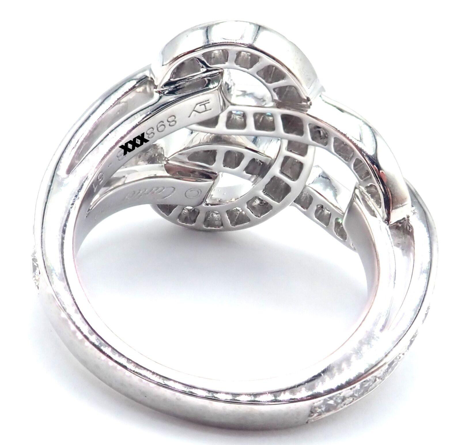 Brilliant Cut Cartier Agrafe Diamond White Gold Band Ring For Sale